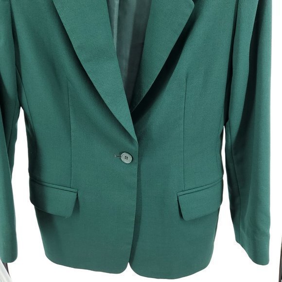 VTG Pendleton 100% Virgin Wool Fitted Single Button Long Line Blazer 8P Green - Picture 5 of 16